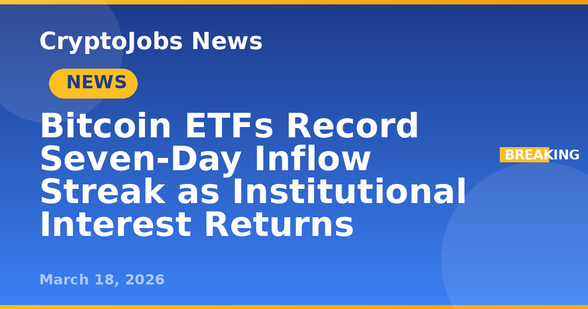 Bitcoin ETFs Record Seven-Day Inflow Streak as Institutional Interest ...