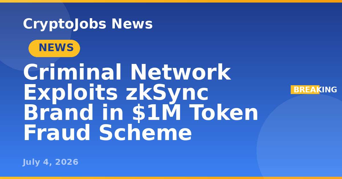 Criminal Network Exploits zkSync Brand in $1M Token Fraud Scheme ...