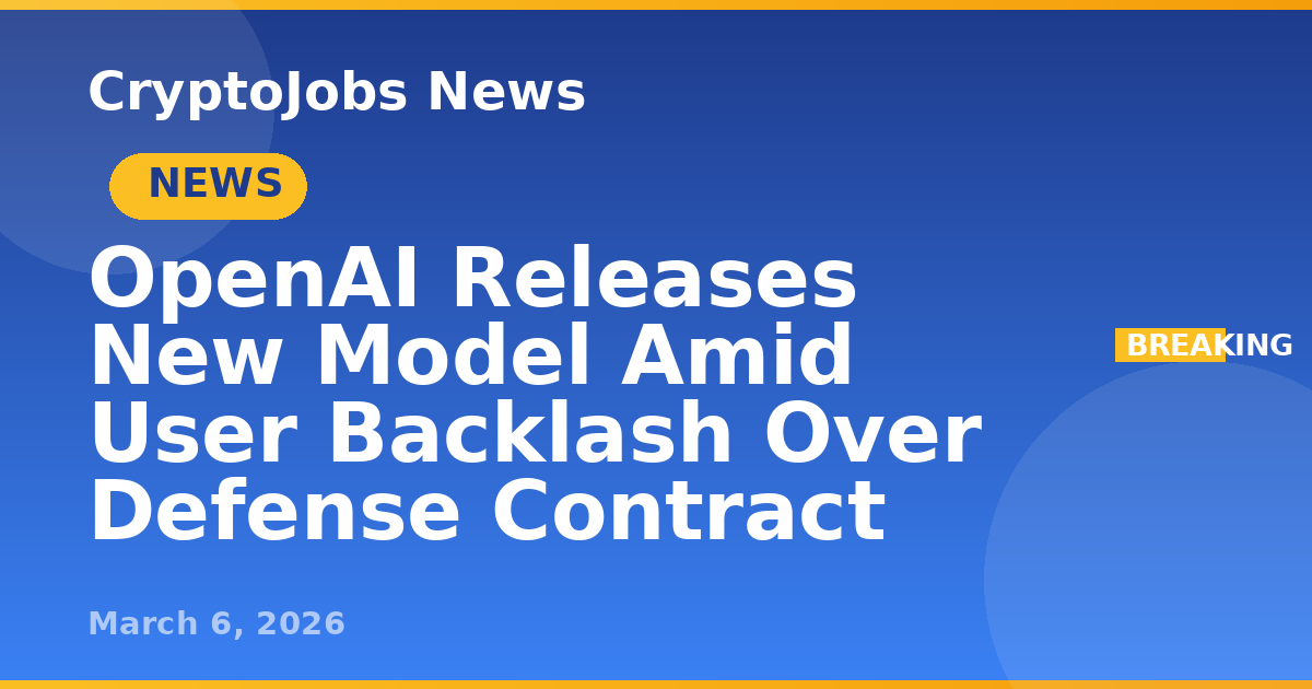 Model Amid OpenAI Releases New Model Amid User Backlash Over Defense Contract ...